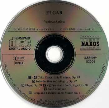 CD Sir Edward Elgar: Cello Concerto In E Minor - Introduction And Allegro 235496