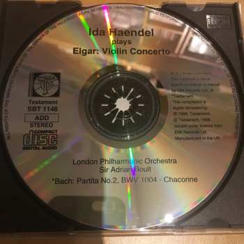 CD Sir Edward Elgar: Ida Haendel Plays Elgar’s Violin Concerto & Bach’s Chaconne 331501