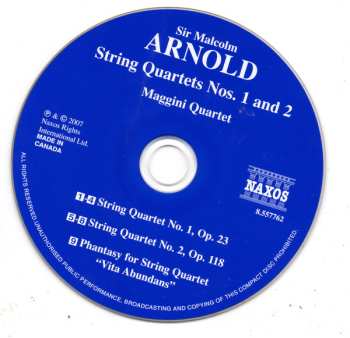 CD Malcolm Arnold: String Quartets Nos. 1 And 2 / Phantasy For String Quartet "Vita Abundans"