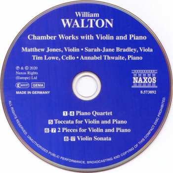 CD Sir William Walton: Piano Quartet • Violin Sonata • Toccata 273940