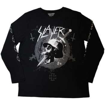Merch Slayer: Slayer Unisex Long Sleeve T-shirt: Dagger Skull (sleeve Print) (small) S
