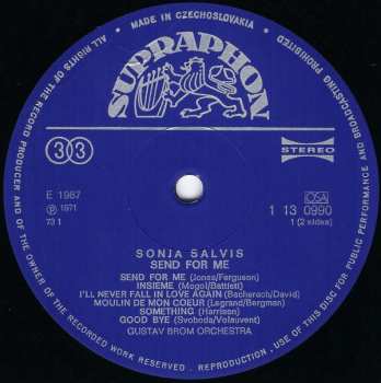 LP Sonja Salvis: Send For Me 50061