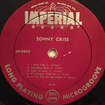 CD Sonny Criss: Sonny Criss Plays Cole Porter