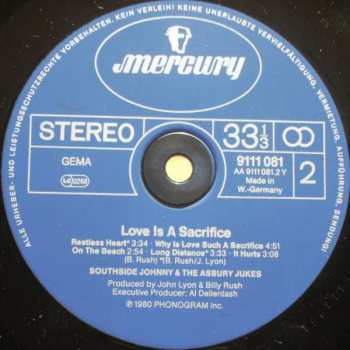 LP Southside Johnny & The Asbury Jukes: Love Is A Sacrifice 335953
