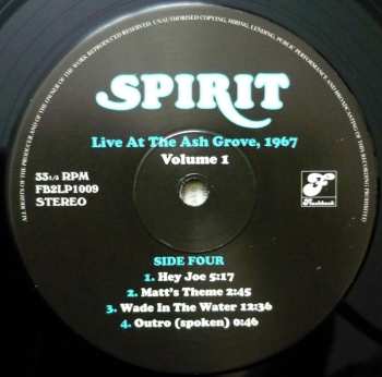 2LP Spirit: Live At The Ash Grove, 1967 Volume 1