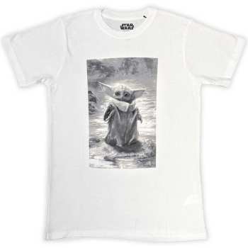 Merch Star Wars: Star Wars Unisex T-shirt: The Mandalorian Grogu B&w (large) L