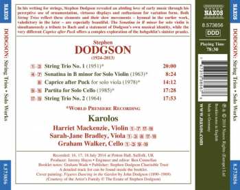 CD Stephen Dodgson: String Trios. Works For Solo Violin, Solo Viola And Solo Cello 296361