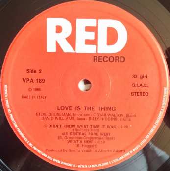 LP Steve Grossman: Love Is The Thing 388675