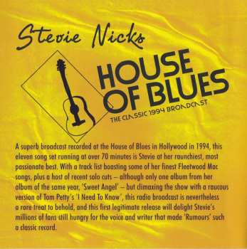 CD Stevie Nicks: House Of Blues (The Classic 1994 Broadcast) 474479