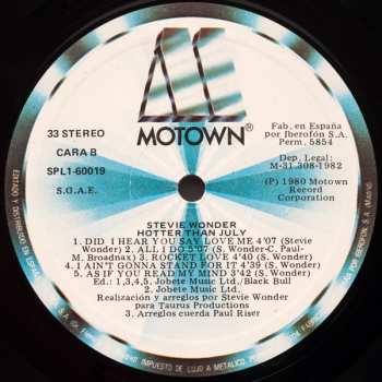 LP Stevie Wonder: Hotter Than July 543229