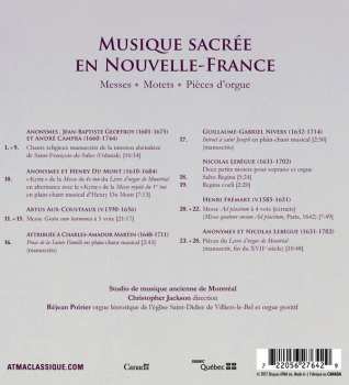 CD Studio de Musique Ancienne de Montréal: Musique Sacrée En Nouvelle-France: Messes, Motets & Pièces D'orgue 320343