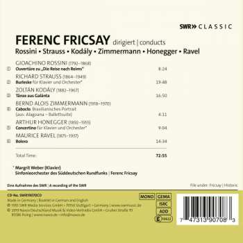 CD Südfunk-Sinfonieorchester: Ference Fricsay Conducts Rossini, Strauss, Kodály, Zimmermann, Honegger, Ravel 195898