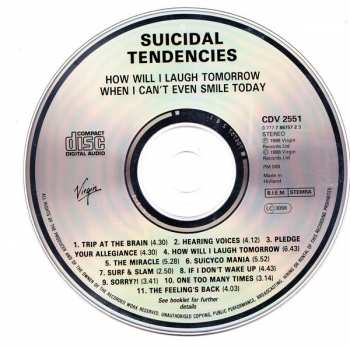 CD Suicidal Tendencies: How Will I Laugh Tomorrow When I Can't Even Smile Today 16672