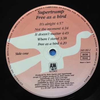 LP Supertramp: Free As A Bird CLR