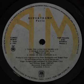2LP Supertramp: Paris