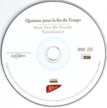 CD Sven van de Voorde: TetraGonist / Quatuor Pour La Fin Du Temps 531135