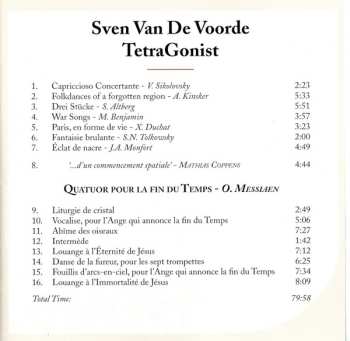 CD Sven van de Voorde: TetraGonist / Quatuor Pour La Fin Du Temps 531135