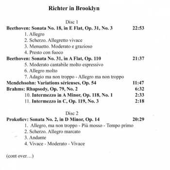 2CD Sviatoslav Richter: Richter In Brooklyn 426392