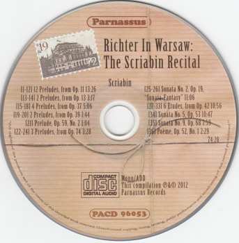 CD Sviatoslav Richter: Richter In Warsaw: The Scriabin Recital 193844