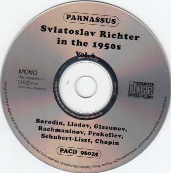 CD Sviatoslav Richter: Sviatoslav Richter In The 1950s 324214