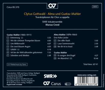 CD SWR Vokalensemble Stuttgart: Clytus Gottwald: Alma Und Gustav Mahler Transkriptionen Für Chor A Capella 193480