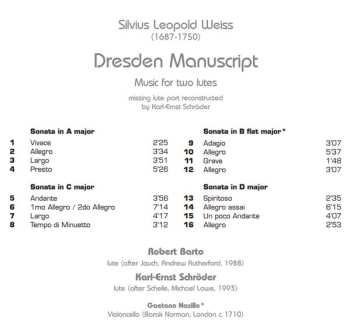 CD Gaetano Nasillo: The Dresden Manuscript - Music for Two Lutes DIGI