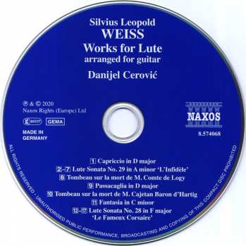 CD Sylvius Leopold Weiss: Works For Lute (Arranged For Guitar) 117648