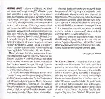 CD Szymon Laks: String Quartets