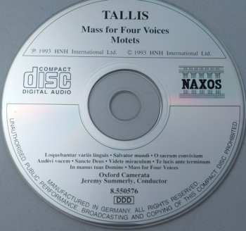 CD Thomas Tallis: Mass For Four Voices • Motets 528513