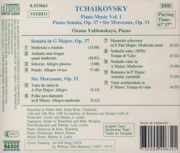 CD Pyotr Ilyich Tchaikovsky: Piano Music Vol. 1: Piano Sonata, Op. 37 / Six Morceaux, Op. 51 530352