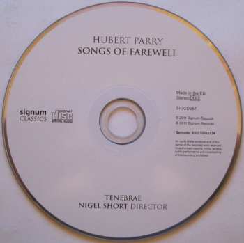 CD Tenebrae: Hubert Parry Songs of Farewell 148839