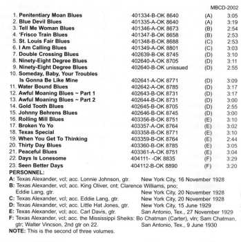 CD Texas Alexander: Complete Recordings In Chronological Order (16 November 1928 To 9 June 1930) Volume 2 534460