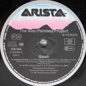 LP The Alan Parsons Project: Gaudi