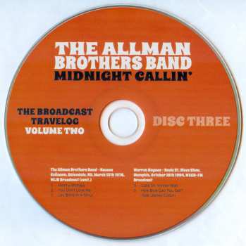 4CD The Allman Brothers Band: Midnight Callin' - The Broadcast Travelog Volume Two 434242