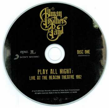 2CD The Allman Brothers Band: Play All Night: Live At The Beacon Theatre 1992  28187