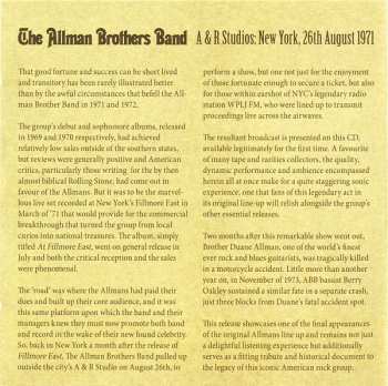 CD The Allman Brothers Band: A & R Studios: New York, 26th August 1971
