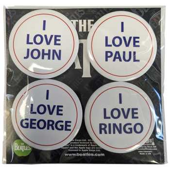 Merch The Beatles: The Beatles Button Badge Pack: I Love 4 Pack Large