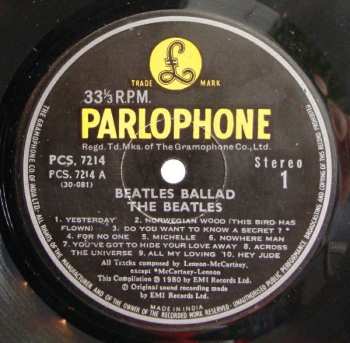 LP The Beatles: The Beatles Ballads 543011