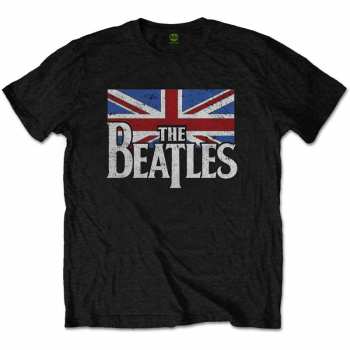 Merch The Beatles: Tričko Drop T Logo The Beatles & Vintage Flag 