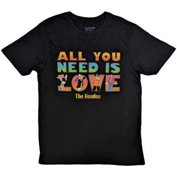 Merch The Beatles: The Beatles Unisex T-shirt: Yellow Submarine All You Need Is Love Stacked (medium) M