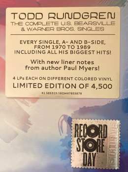 4LP/Box Set Todd Rundgren: The Complete US Bearsville & Warner Bros. Singles LTD | CLR 7735