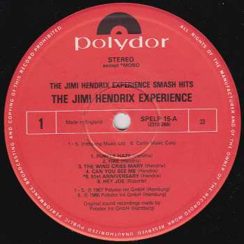 LP The Jimi Hendrix Experience: Smash Hits 493871