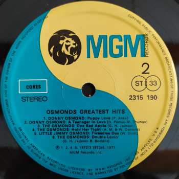 LP The Osmonds: Greatest Hits 125948