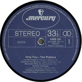 2LP The Platters: Only You