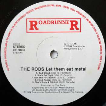 LP The Rods: Let Them Eat Metal CLR 406182