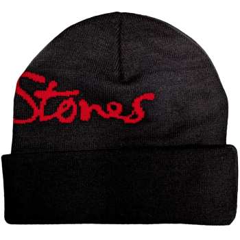 Merch The Rolling Stones: The Rolling Stones Unisex Beanie Hat: Embellished Classic Tongue (back Print)