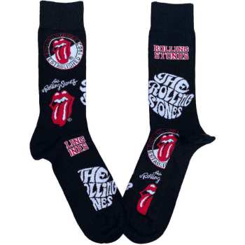 Merch The Rolling Stones: The Rolling Stones Unisex Ankle Socks: Logos (black) (uk Size 4 - 7) 36 - 42