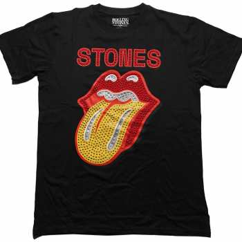 Merch The Rolling Stones: The Rolling Stones Unisex T-shirt: Dia Tongue (diamante) (small) S