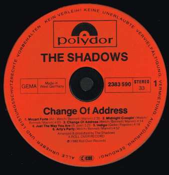 LP The Shadows: Change Of Address 535205