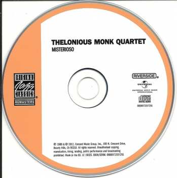CD The Thelonious Monk Quartet: Misterioso 183306